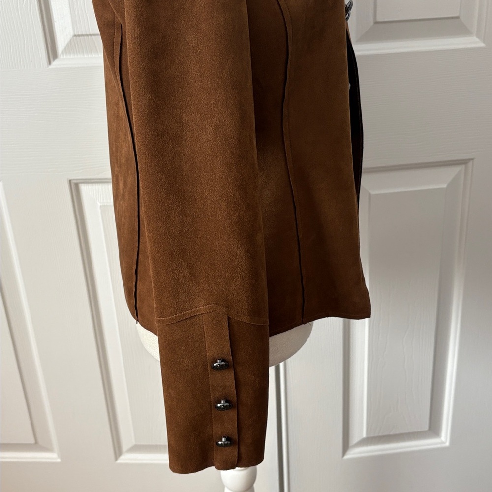 NWT Stunning Joseph Ribkoff Jacket-Suede Look Brown Cropped Jacket Sz4 - Picture 13 of 17